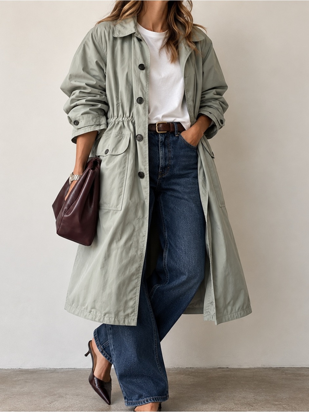 Vintage Polo Sport Ralph Lauren Women’s Nylon Field Coat XXL Sage Trench